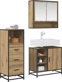 vidaXL Σετ Επίπλων Μπάνιου 3 τεμ. Artisan Oak Επεξεργασμένο Ξύλο