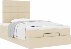 vidaXL Οθωμανικό κρεβάτι με στρώμα Cream 120x200cm ύφασμα