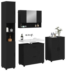 vidaXL Σετ Επίπλων Μπάνιου με συρτάρι 4 pcs Μαύρο 30 x 35 x 192 εκ.