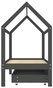 Πλαίσιο Κρεβατιού Παιδικό Τύπου Montessori με Συρτάρι Σκ. Γκρι 80x160 εκ. Πεύκο - Γκρι