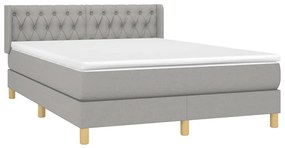 vidaXL Κρεβάτι Boxspring με Στρώμα Ανοιχτό Γκρι 140x190 εκ. Υφασμάτινο