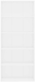 vidaXL Βιβλιοθήκη με 5 Ράφια Λευκή 80 x 30 x 189 εκ. Επεξ. Ξύλο