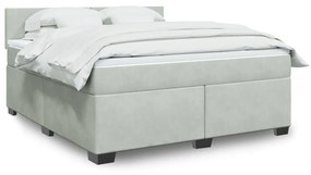 Κρεβάτι Boxspring με Στρώμα Ανοιχτό Γκρι 180x200 εκ. Βελούδινο - Γκρι