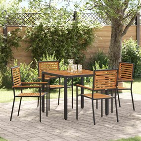 vidaXL Σέτ φαγητού για κήπο 5 pcs Μαύρος, Ξύλο 90 x 90 x 75 cm