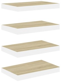 vidaXL Ράφια Τοίχου 4 τεμ. Δρυς/Άσπρο 50 x 23 x 3,8 εκ. MDF