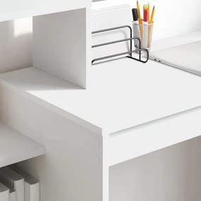 vidaXL Γραφείο με ράφι Λευκό 100 x 40 x 90 cm Επεξεργασμένο ξύλο