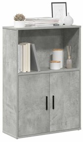 Βιβλιοθήκη Γκρι Σκυροδέματος 60x24x85 εκ. Επεξεργ. Ξύλο