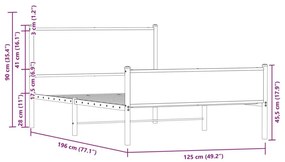 Μεταλλικό πλαίσιο κρεβατιού χωρίς στρώμα καφέ δρυς 120x190 cm - Καφέ