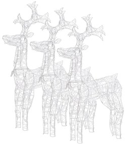 vidaXL Χριστουγ. Διακοσμητικά Τάρανδοι 3 τεμ. 60x16x100 εκ. Ακρυλικό