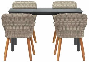 vidaXL Σέτ φαγητού για κήπο 5 pcs Ανοιχτό γκρι συνθετικό ρατάν