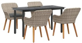 vidaXL Σέτ φαγητού για κήπο 5 pcs Ανοιχτό γκρι συνθετικό ρατάν