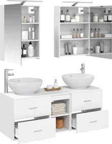 vidaXL Σετ Επίπλων Μπάνιου 5 pcs Λευκό Επεξεργασμένο Ξύλο και Γυαλί