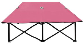 vidaXL Ξαπλώστρα Δύο Ατόμων Πτυσσόμενη Ροζ Ατσάλινη