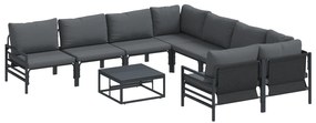 vidaXL Σετ Καναπέ Κήπου 9 pcs Ανθρακί Ατσάλι