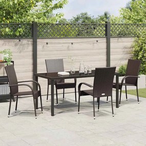 vidaXL Σέτ φαγητού για κήπο 5 pcs Καφέ Πολυ ράταν