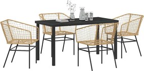 vidaXL Σέτ φαγητού για κήπο 5 pcs Καφέ συνθετικό ρατάν