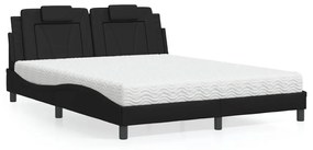 vidaXL Κρεβάτι με Στρώμα Μαύρο 160x200εκ.από Συνθετικό Δέρμα