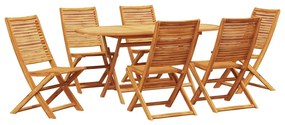 vidaXL Σέτ φαγητού για κήπο Πτυσσόμενος 7 pcs Καφέ Μασίφ ξύλο ακακίας