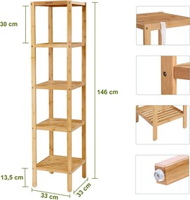 Ραφιέρα Δαπέδου 5 Θέσεων (33x33x146) Songmics BCB55YV3