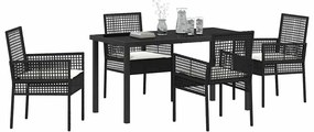 vidaXL Σέτ φαγητού για κήπο με μαξιλάρι 5 pcs Μαύρο Πολυ ράταν
