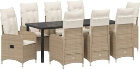 vidaXL Σέτ φαγητού για κήπο 9 pcs Μπεζ συνθετικό ρατάν