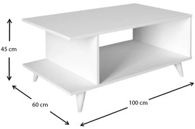 Τραπεζάκι σαλονιού Titus Megapap χρώμα λευκό 100x60x45εκ.