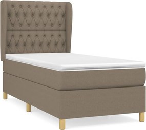 vidaXL Κρεβάτι Boxspring με Στρώμα Taupe 90x190 εκ.Υφασμάτινο