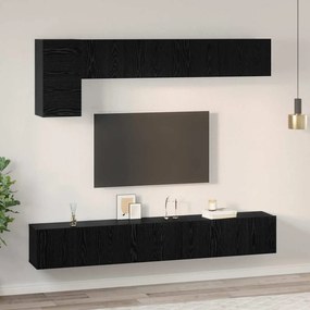 vidaXL Σετ επίπλου τηλεόρασης 5 pcs Μαύρη Οξυά Επεξεργασμένο ξύλο