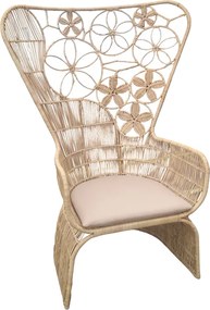 Πολυθρόνα Jake Inart με μπεζ μαξιλάρι-φυσικό rattan 110x86x145εκ
