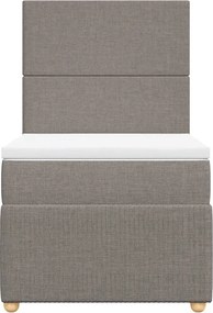 vidaXL Κρεβάτι Boxspring με Στρώμα Taupe 100 x 200 εκ. Υφασμάτινο