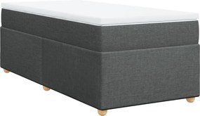 vidaXL Κρεβάτι Boxspring με Στρώμα Σκούρο Γκρι 90x200 εκ. Υφασμάτινο