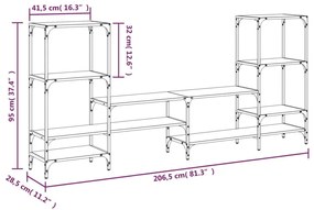 Έπιπλο Τηλεόρασης Sonoma Δρυς 206,5x28,5x95 εκ. Επεξ. Ξύλο - Καφέ