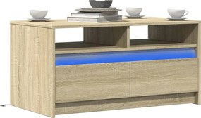 vidaXL Τραπεζάκι Σαλονιού με Φώτα LED Sonoma Δρυς Επεξ. Ξύλο