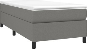 vidaXL Κρεβάτι Boxspring με Στρώμα Σκούρο Γκρι 90x200 εκ. Υφασμάτινο