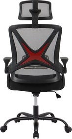 BF2040 Πολυθρόνα Γραφείου Διευθυντή - Ύφασμα &amp; Mesh Μαύρο, Μεταλλική KD βάση   1τμχ