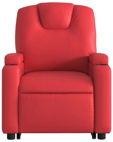 Πολυθρόνα Ανακλινόμενη με Ανύψωση Κόκκινη από Συνθετικό Δέρμα - Κόκκινο