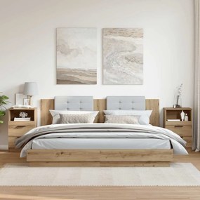 VidaXL Κομοδίνα 2 τεμ.Αρτισιανή Δρυς 40x36x65 εκ. Επεξ. Ξύλο