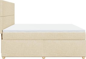 vidaXL Κρεβάτι Boxspring με Στρώμα Κρεμ 200x200 εκ. Υφασμάτινο