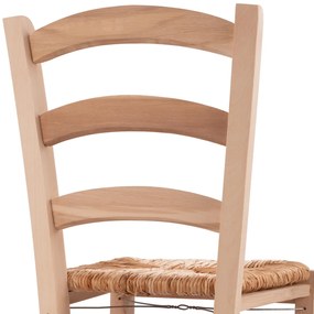 Καρέκλα Άβαφη ΠΑΡΟΣ Μασίφ Ξύλο Οξιάς με Ψάθα 40x43x88 εκ.