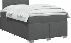 vidaXL Κρεβάτι Box Spring με Στρώμα και LED Σκούρο Γκρι 120 x 190 cm
