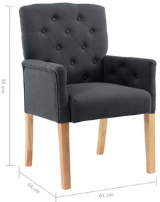 vidaXL Καρέκλα Τραπεζαρίας με Μπράτσα Γκρι Υφασμάτινη