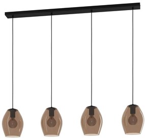 Φωτιστικό Οροφής - Ράγα Estanys 1 390162 124x19x150cm 4xE27 40W Black-Brown Eglo Ατσάλι,Γυαλί