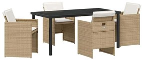 vidaXL Σέτ φαγητού για κήπο με μαξιλάρι 5 pcs Μπεζ Πολυ ράταν