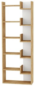Βιβλιοθήκη Oppa Megapap χρώμα φυσικό οξιάς/λευκό 60x22x162εκ.