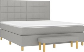 vidaXL Κρεβάτι Boxspring με Στρώμα Ανοιχτό Γκρι 180x200 εκ. Υφασμάτινο