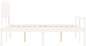 vidaXL Κρεβάτι Ηλικιωμένου με Κεφαλάρι Λευκό Μασίφ Ξύλο King Size