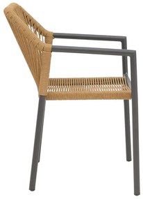 Καρέκλα - Πολυθρόνα αλουμινίου Lush στοιβαζόμενη ανθρακί σκελετός-φυσικό rattan 56x59x80 εκ. 56x59x80 εκ.