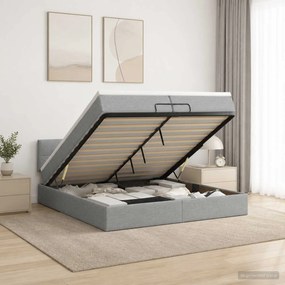 vidaXL Κρεβάτι Ottoman με στρώμα Ανοιχτό γκρι 200 x 200 cm Ύφασμα