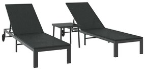 vidaXL Ήλιο-κρεβάτι 3 pcs Μαύρο 40 x 39 x 40.5εκ συνθετικό ρατάν