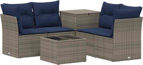 vidaXL Σετ Καναπέ 6 τμχ. Γκρι και Navy Blue 55 x 55 x 37 cm